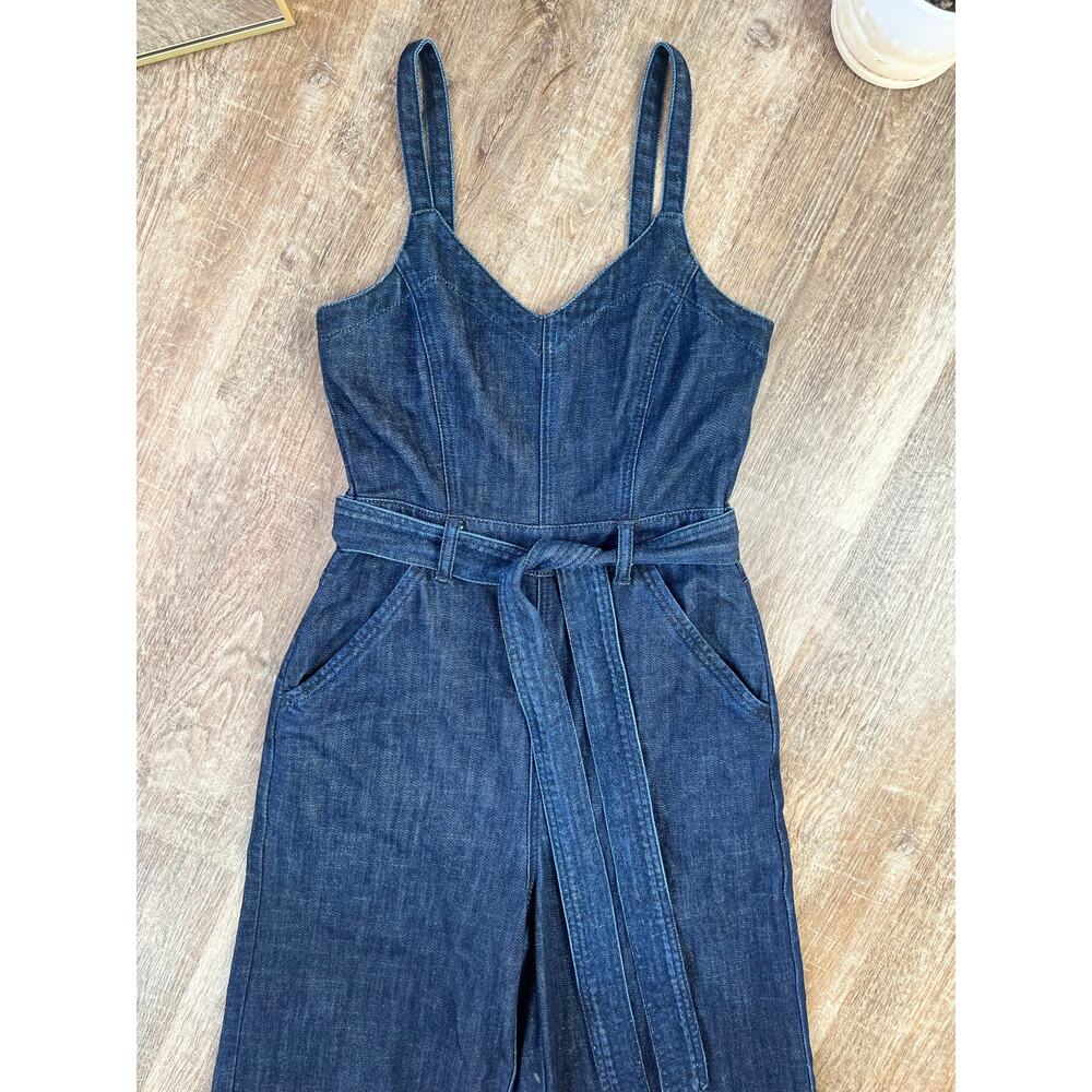 American Eagle Denim V-Neck Jumpsuit Wide Leg Relaxed Fit - Picture 5 of 7